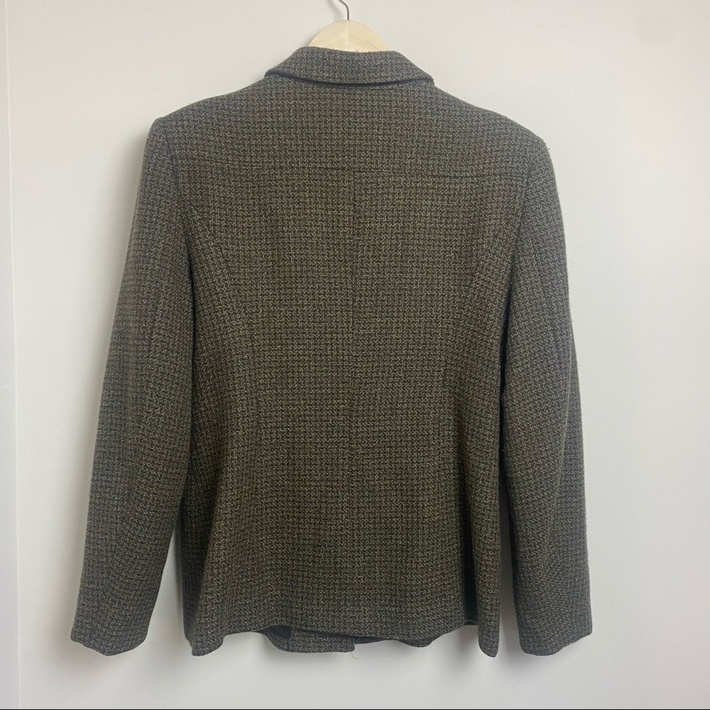 Vintage Barry Bricken Wool Blazer Brown Plaid Plus Size 16 - Picture 5 of 13